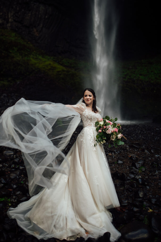 latourell waterfall elopement photo